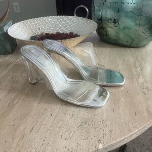 Zara Transparent Block Heel Sandals
